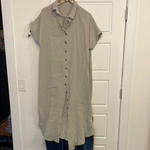 Light gray Button-Up gauzy Shirt Dress xl